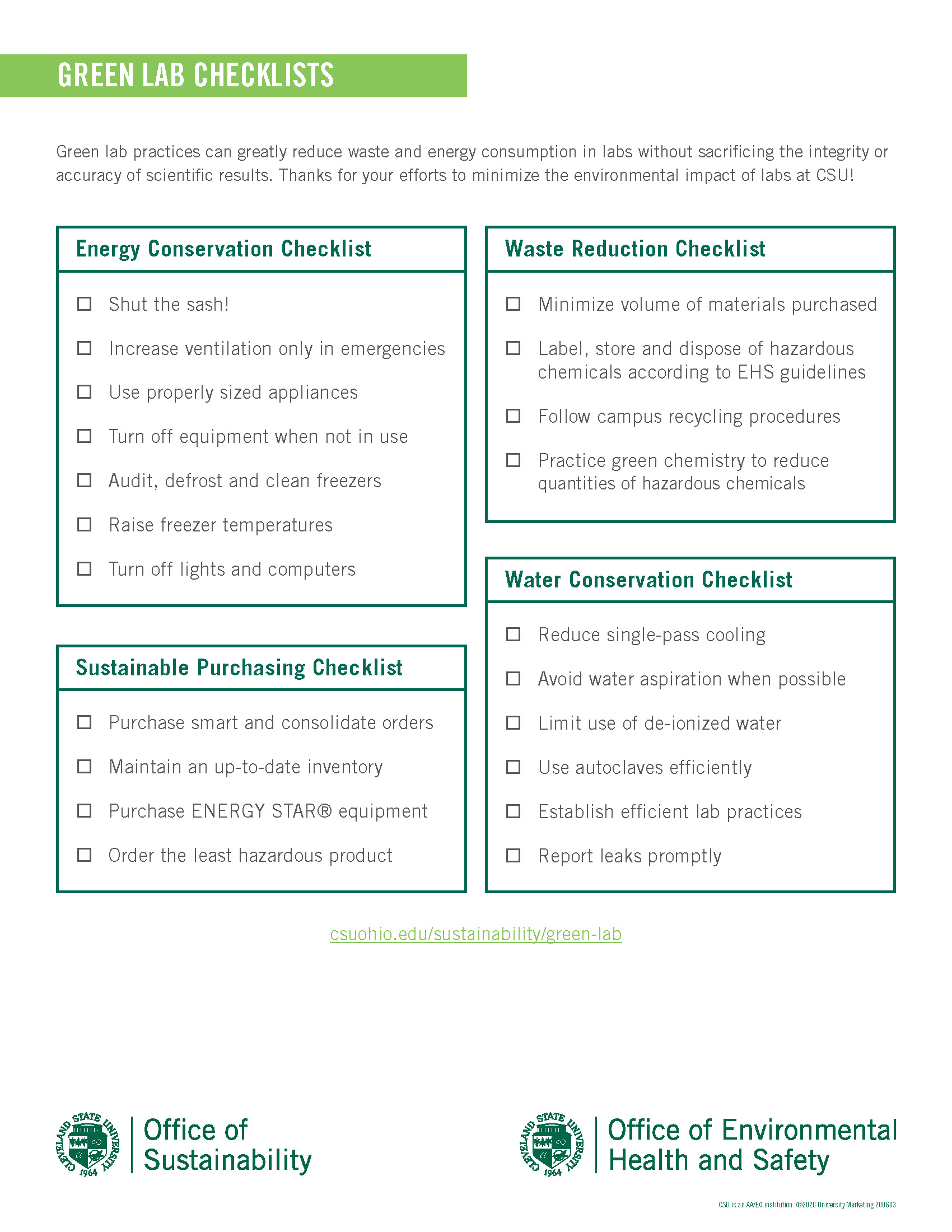 Green Lab Checklist