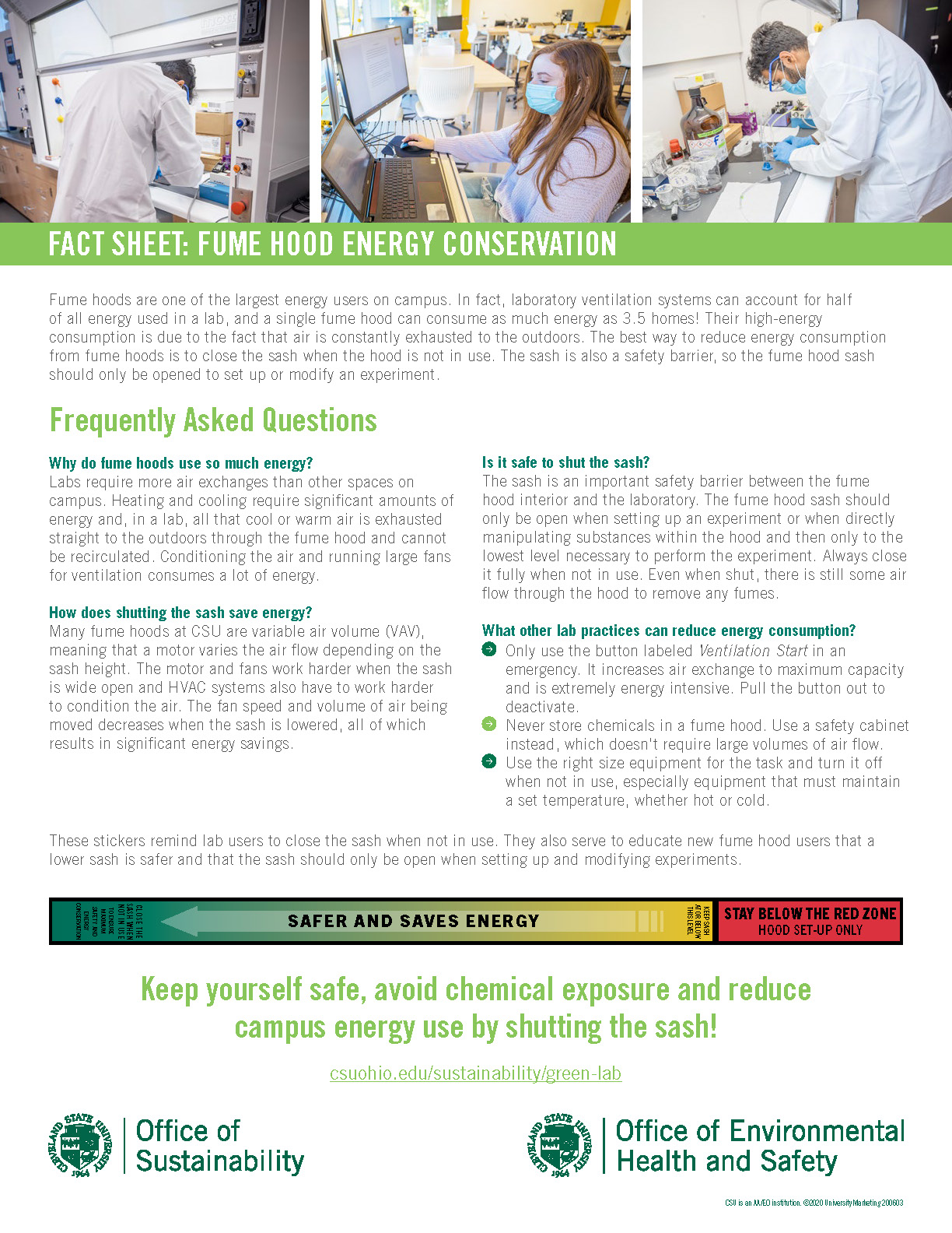 Shut the Sash - Fume Hoods and Energy Conservation Fact Sheet